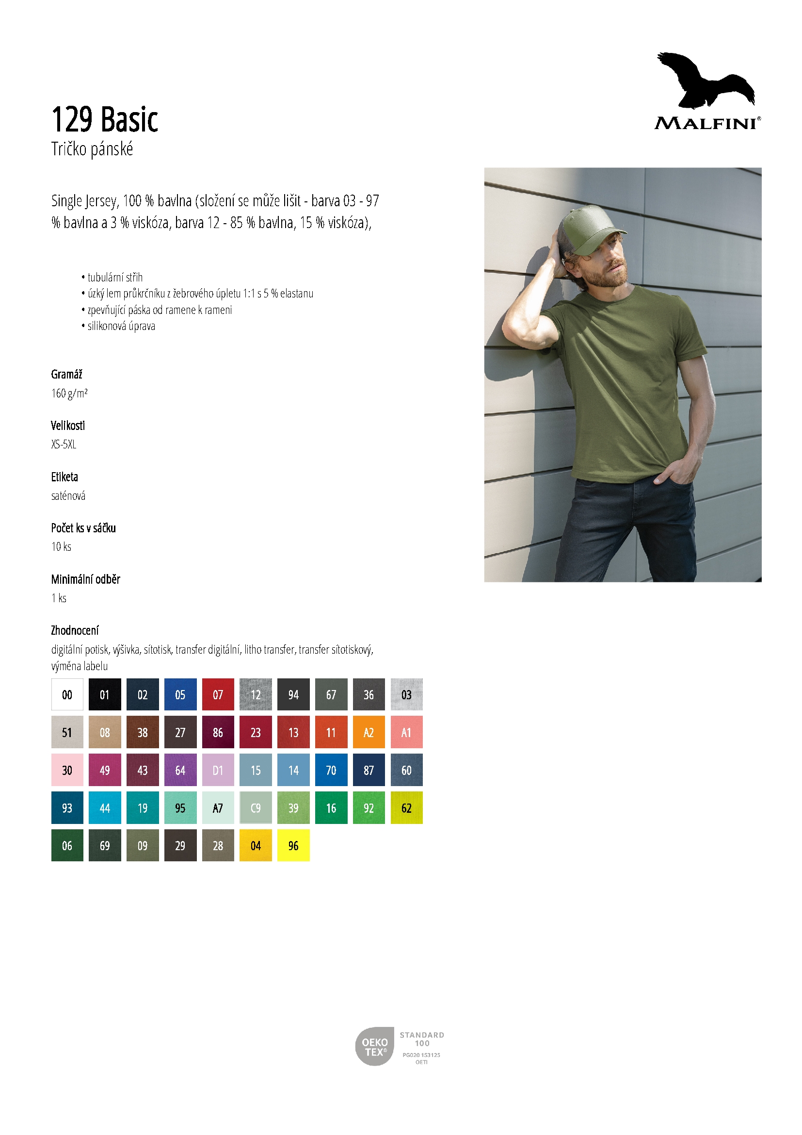 Karta produktu Tričko pánské Basic 129 bílá