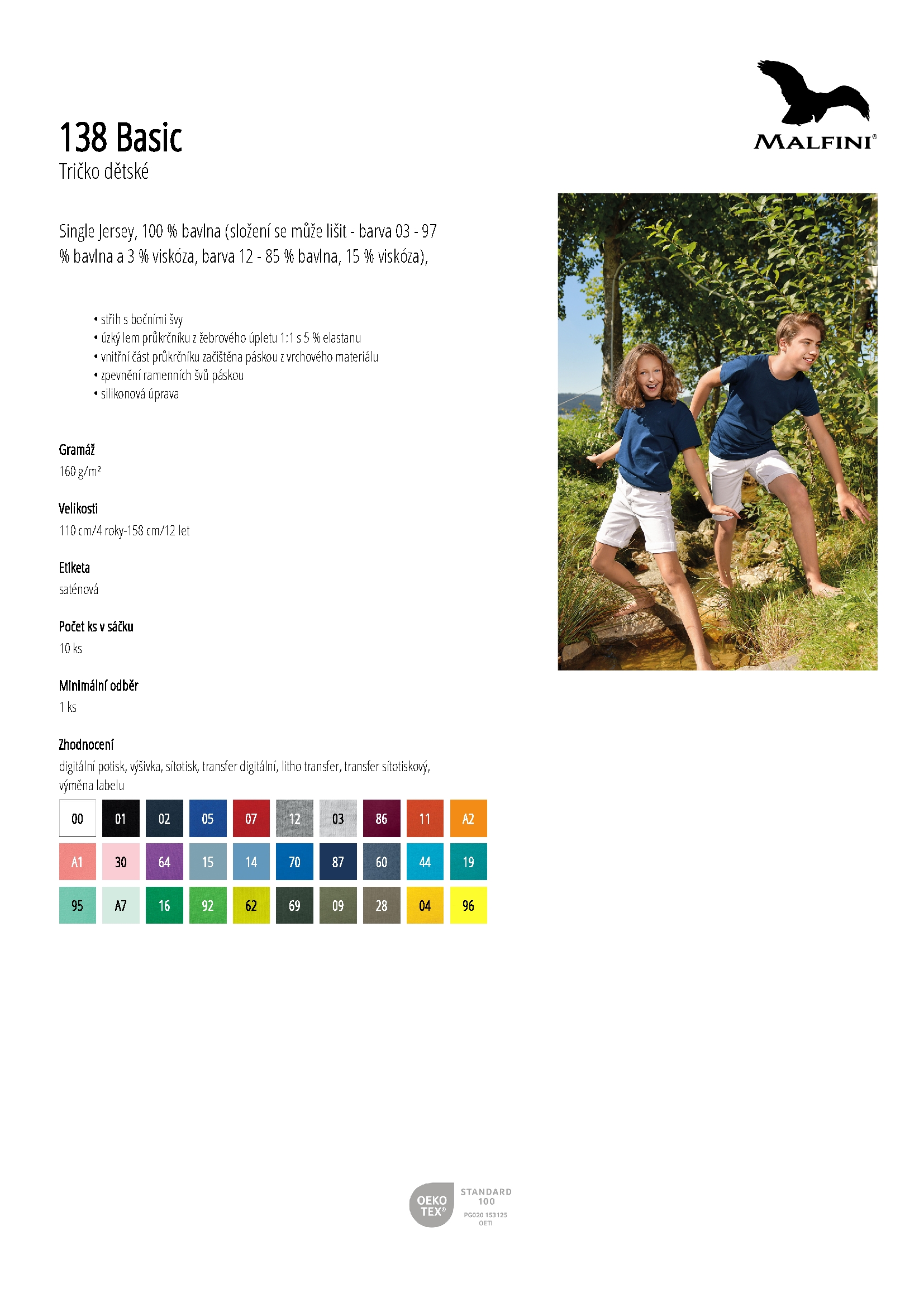 Karta produktu Tričko dětské Basic 138 bílá