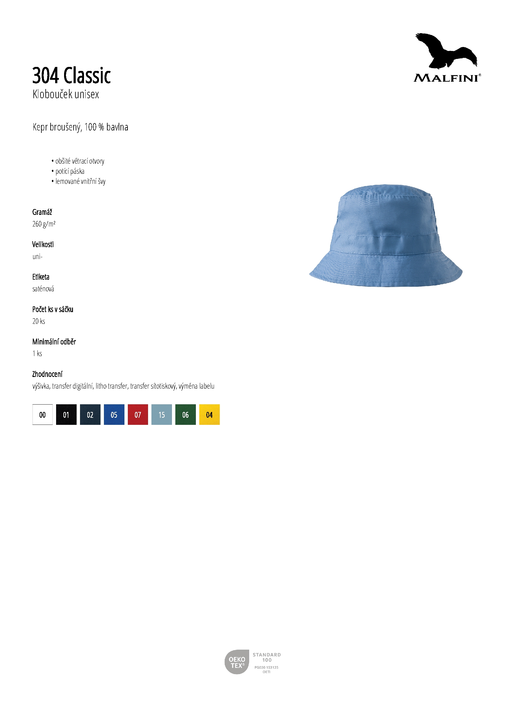 Karta produktu Klobouček unisex Classic 304 bílá